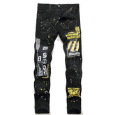 Schwarze Herrenjeans mit goldenem Aufdruck